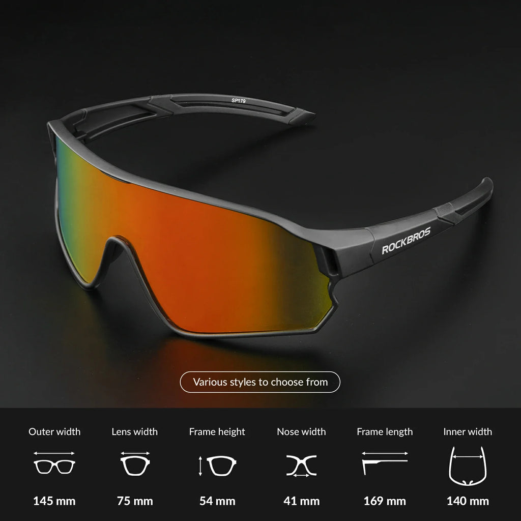 Full frame sports sunglasses with polarized lenses uv400 protection#Color_Black