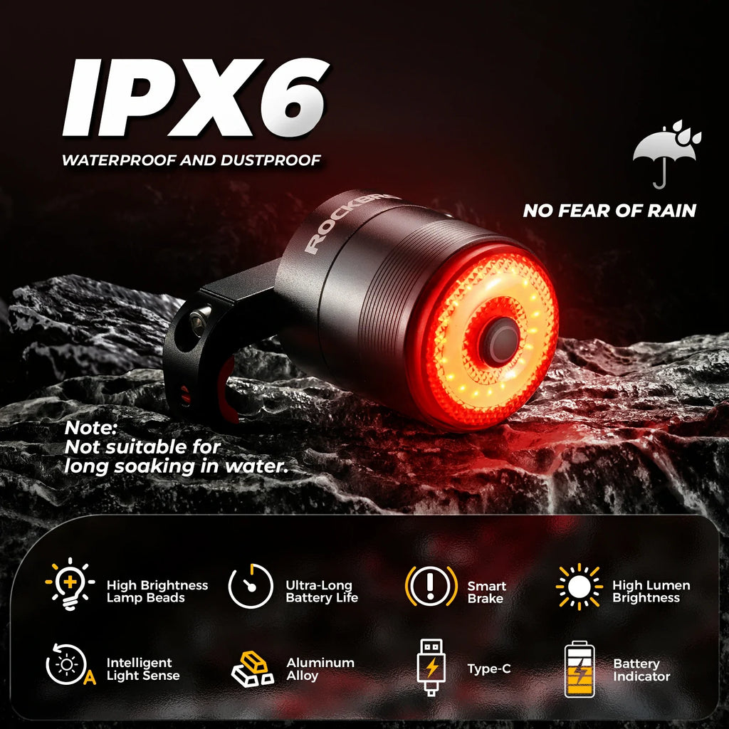 q5mini smart bike rear light ipx6 waterproof led brake light for cycling