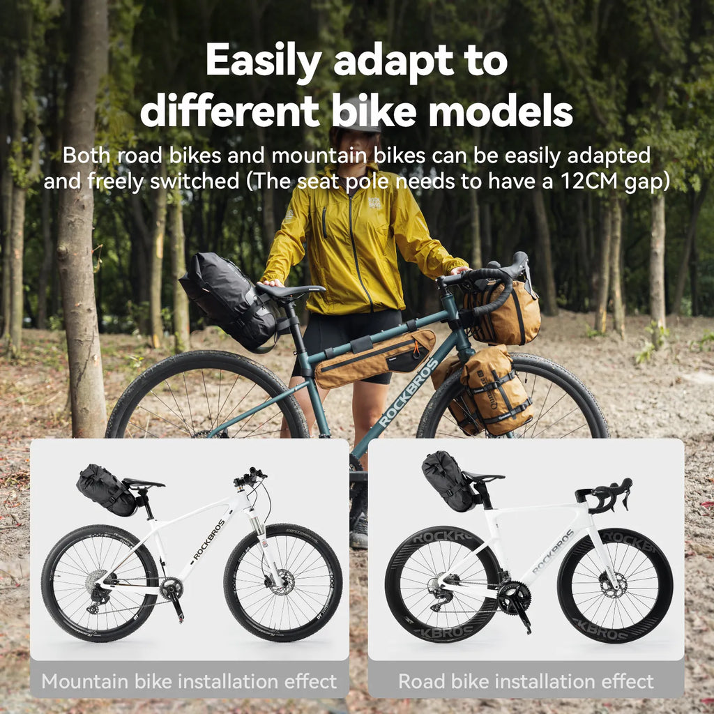 The black rear bag extension bracket can be adapted to different bicycle models