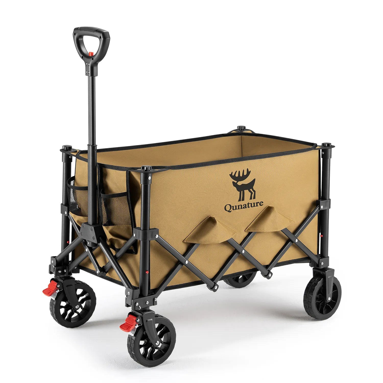 A khaki waterproof oxford fabric camping utility wagon