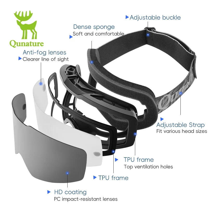 Qunature face shield with features highlighted on a white background