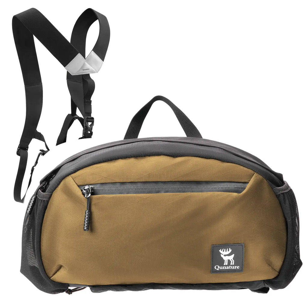 Black and brown bag with straps on a white background#Color_Khaki