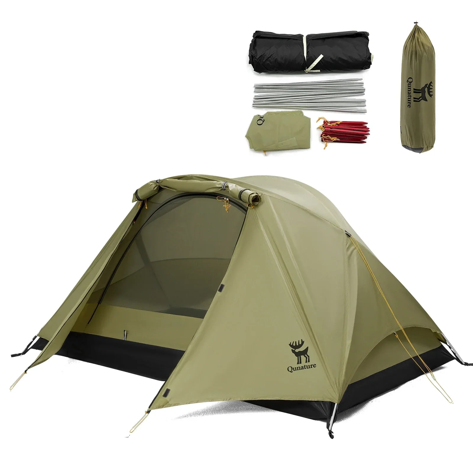 Lightweight Rainproof Tent with Aluminum Rods Easy Setup for Camping#color_green