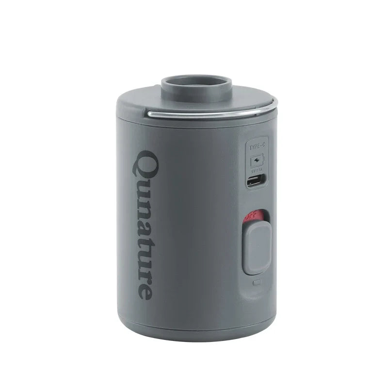 Gray cylindrical device with 'Qunature' branding on a white background#color_Gray