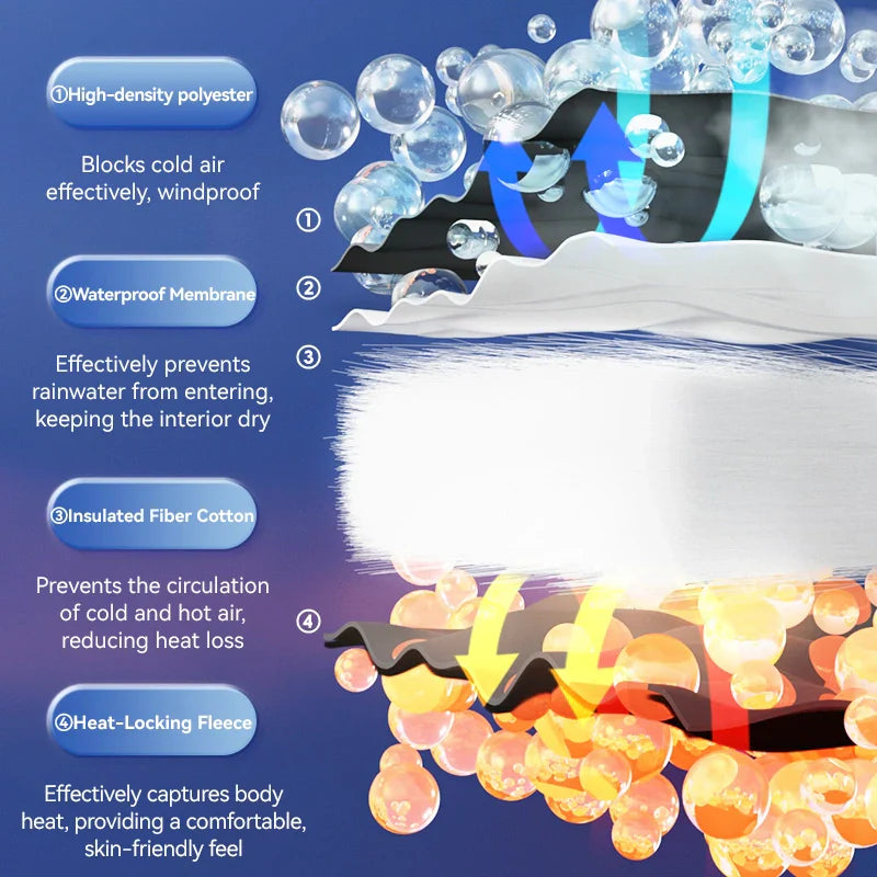 Diagram of a high-density polyester material with text explaining its properties.