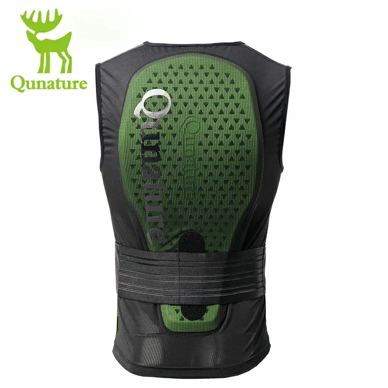 The back of this black impact-resistant ski vest