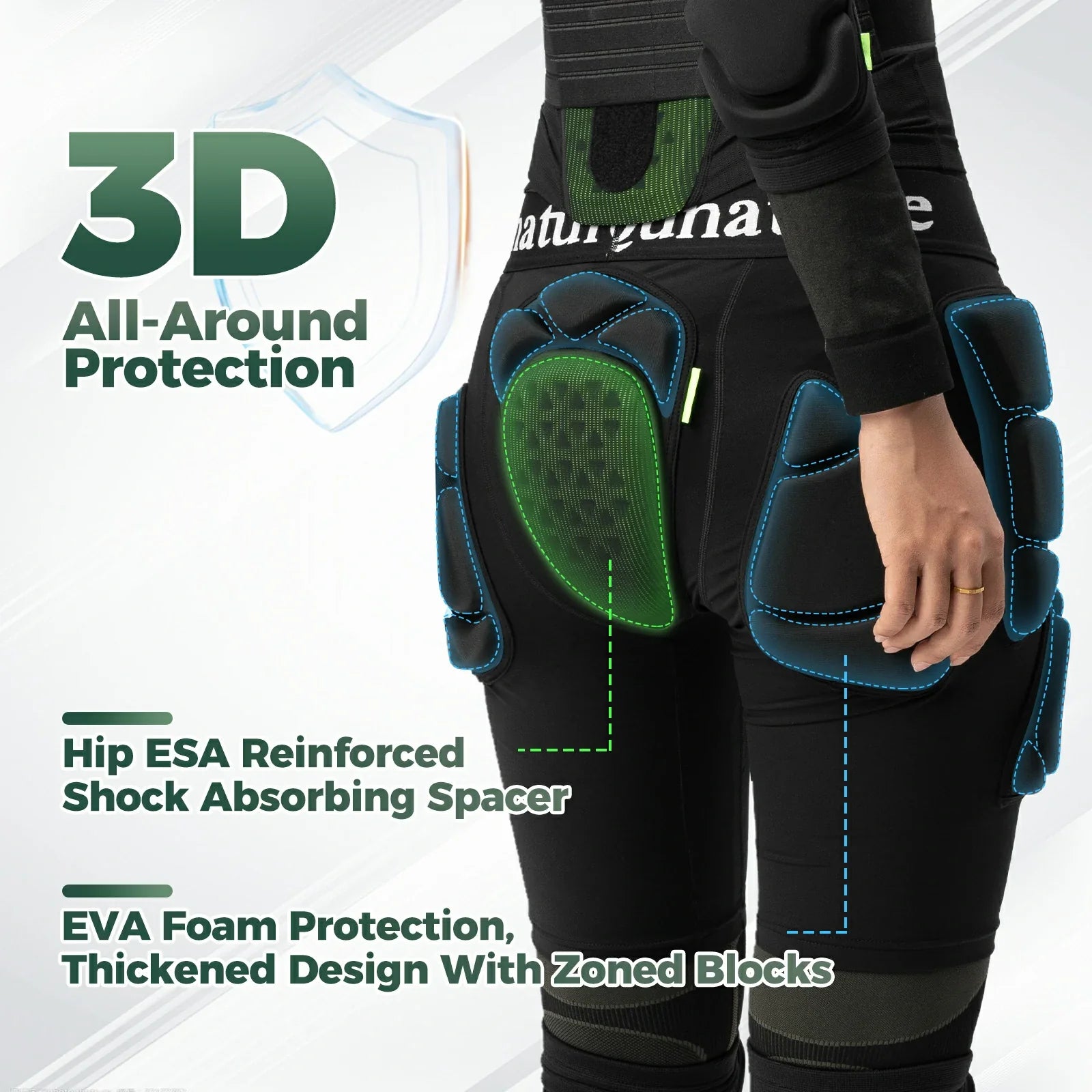qunature snowboard impact shorts padded protective pants