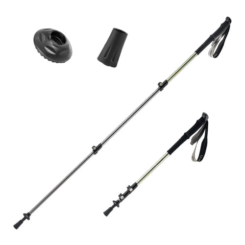 Two black hiking poles with adjustable components on a white background#Color_green
