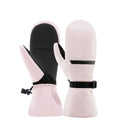 Pair of pink and black mittens with a visible brand name on a white background#Color_Pink