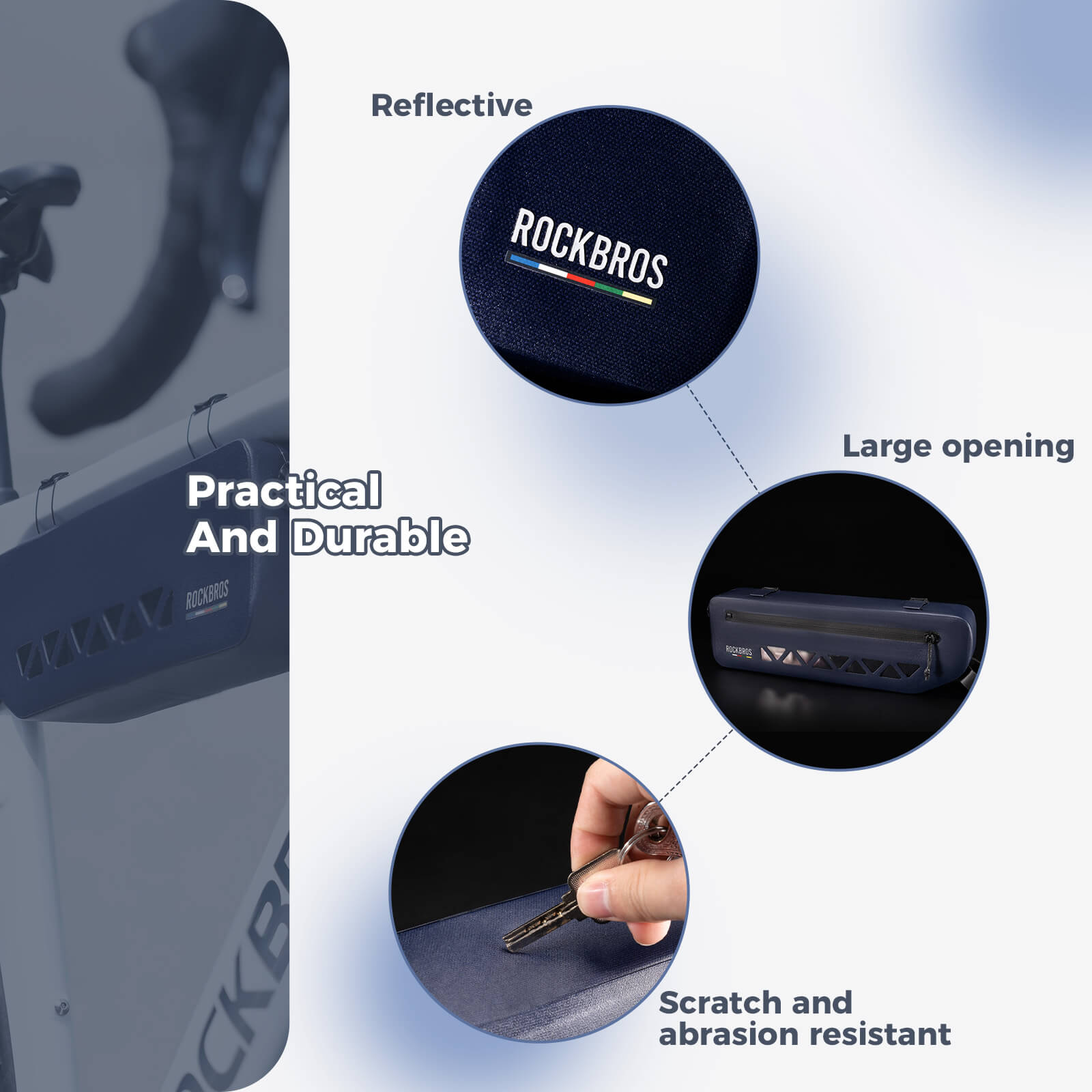 road to sky 100% waterproof bike frame bag model as-142 with secure storage
