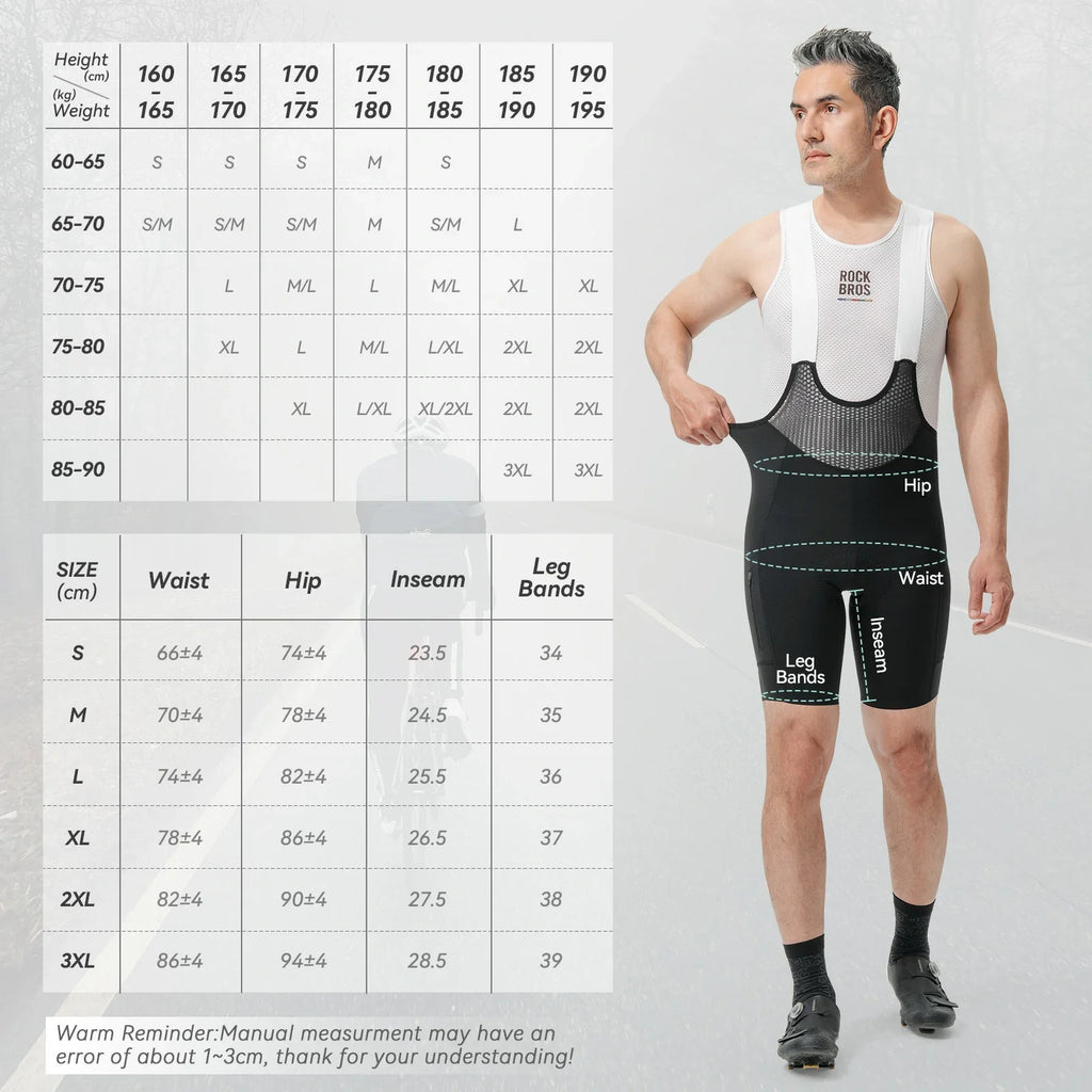 ROCKBROS road to sky mens cycling bib shorts padded breathable