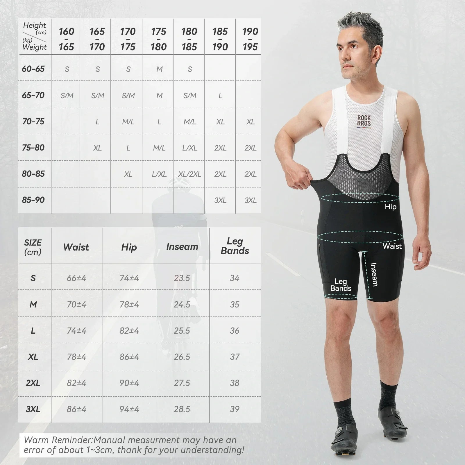 ROCKBROS road to sky mens cycling bib shorts padded breathable