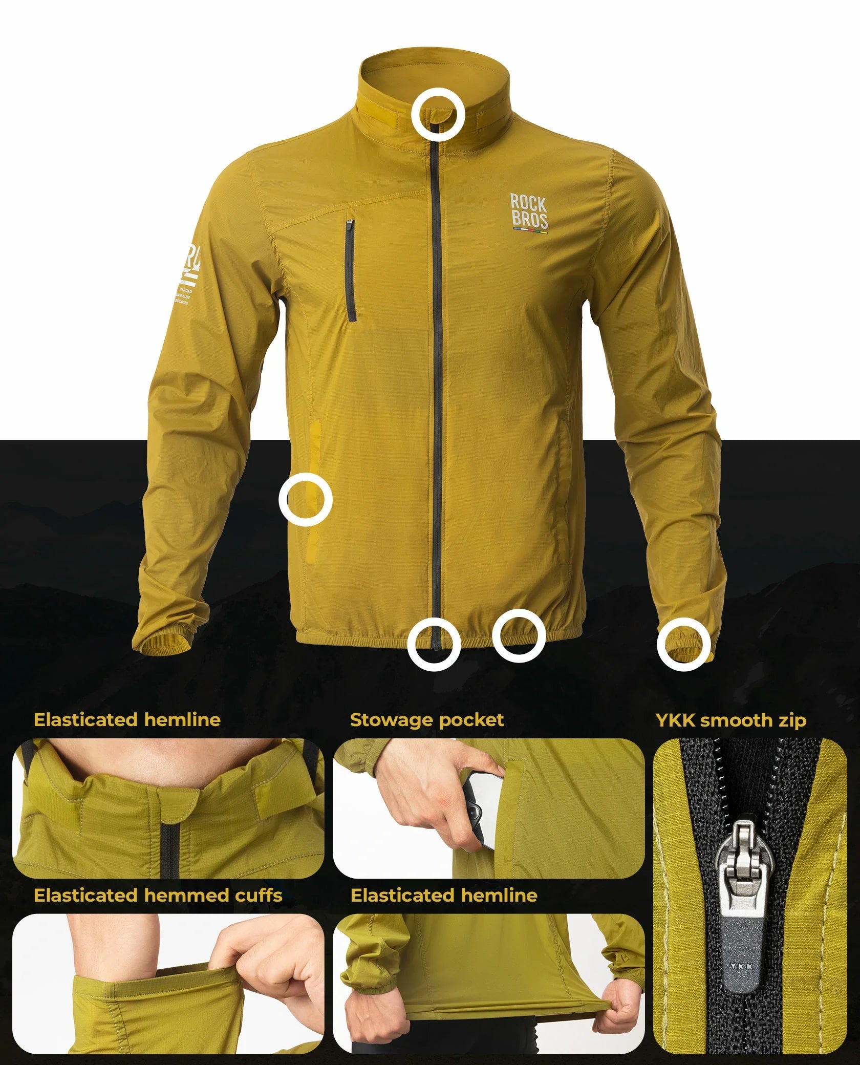 Road to Sky Men's Lightweight Cycling Windbreaker