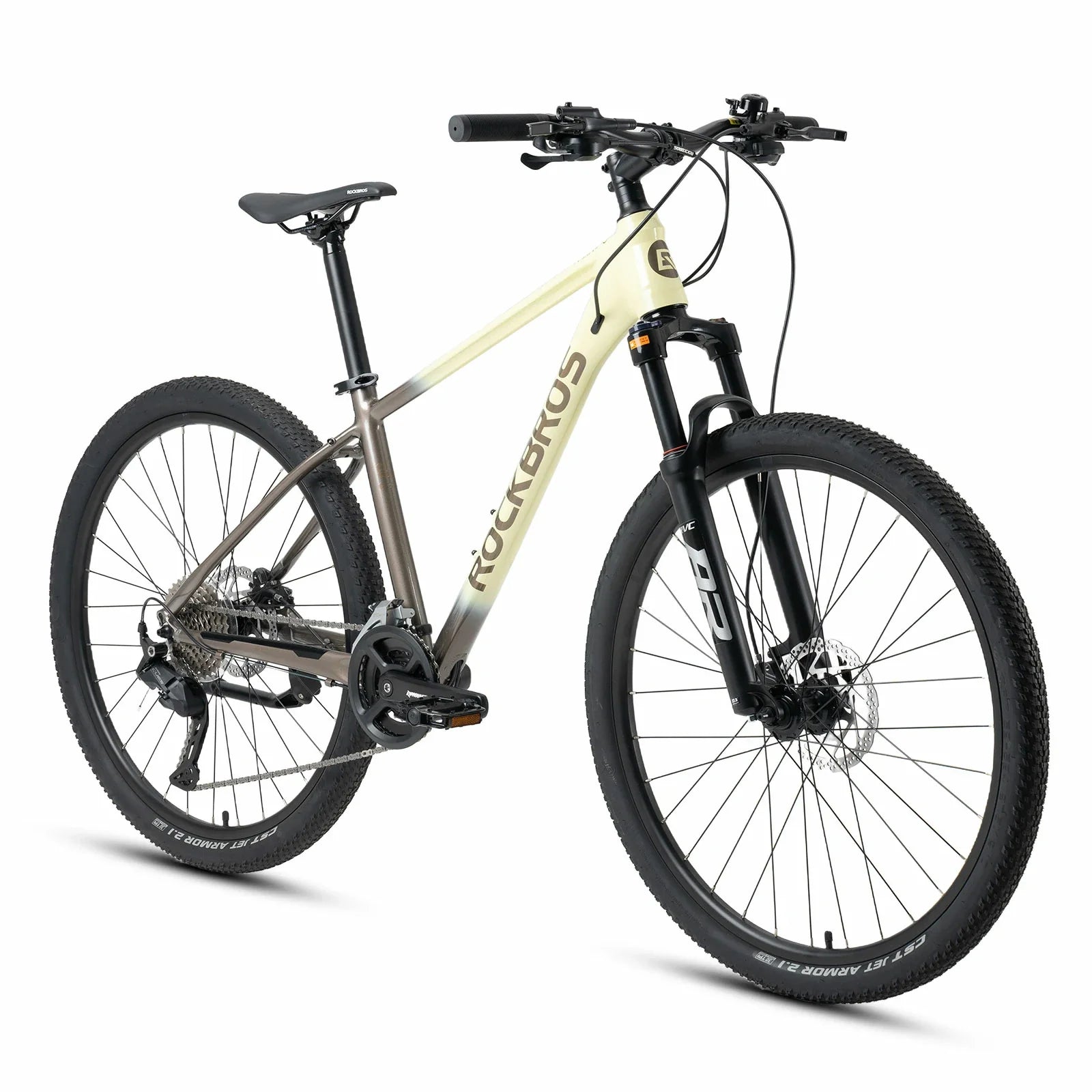 Rockbros 27.5 inch aluminium mountain bike in brown with 2×9 drivetrain#COLOR_brown