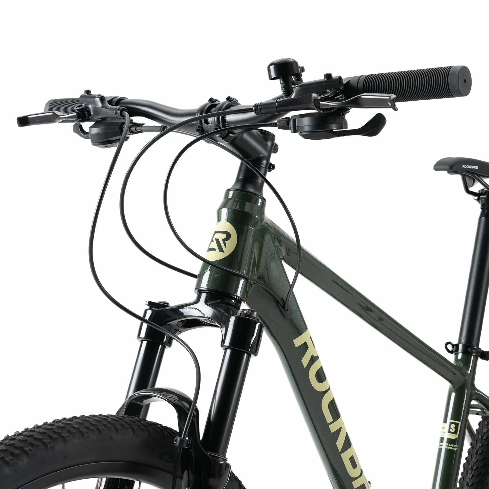 Rockbros 27.5 inch aluminium mountain bike in green with suspension fork and disc brakes#color_green