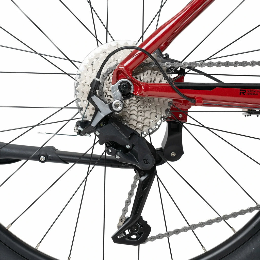 Rockbros 27.5 inch aluminium mountain bike in red with hydraulic disc brakes#color_black red