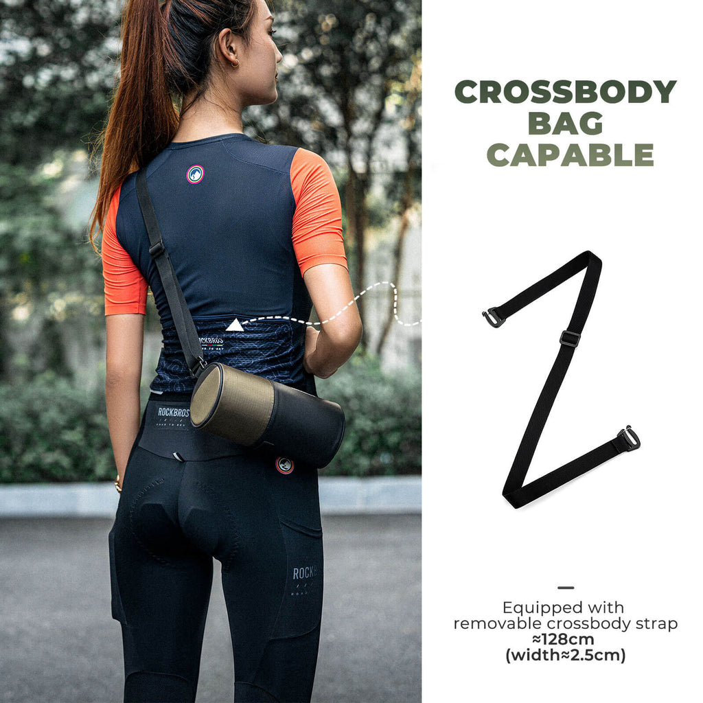ROCKBROS 1.7L bicycle handlebar bag with detachable shoulder strap, ideal for daily rides and quick-access storage on the go.