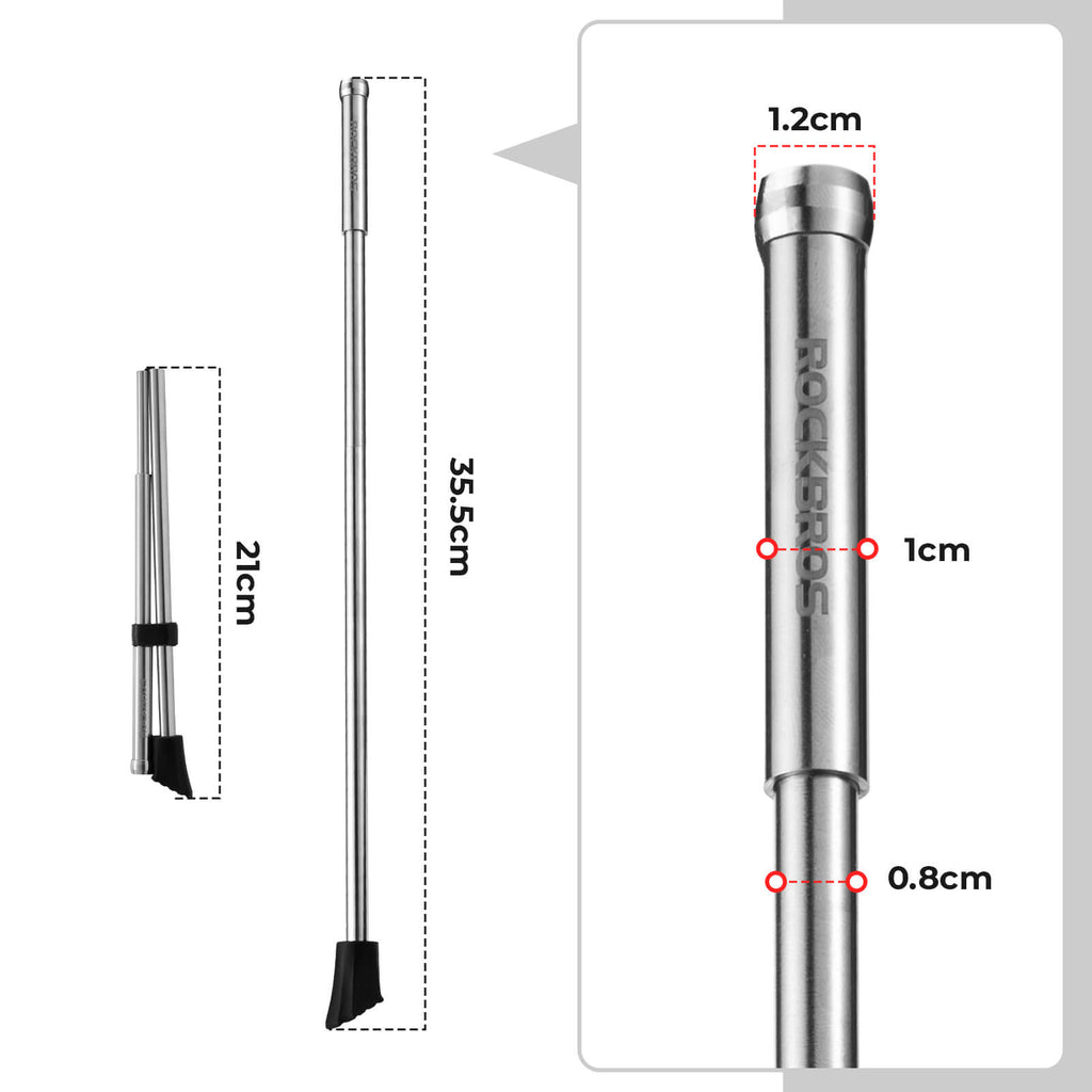rockbros silver aluminium folding kickstand locked #Style_Stainless steel