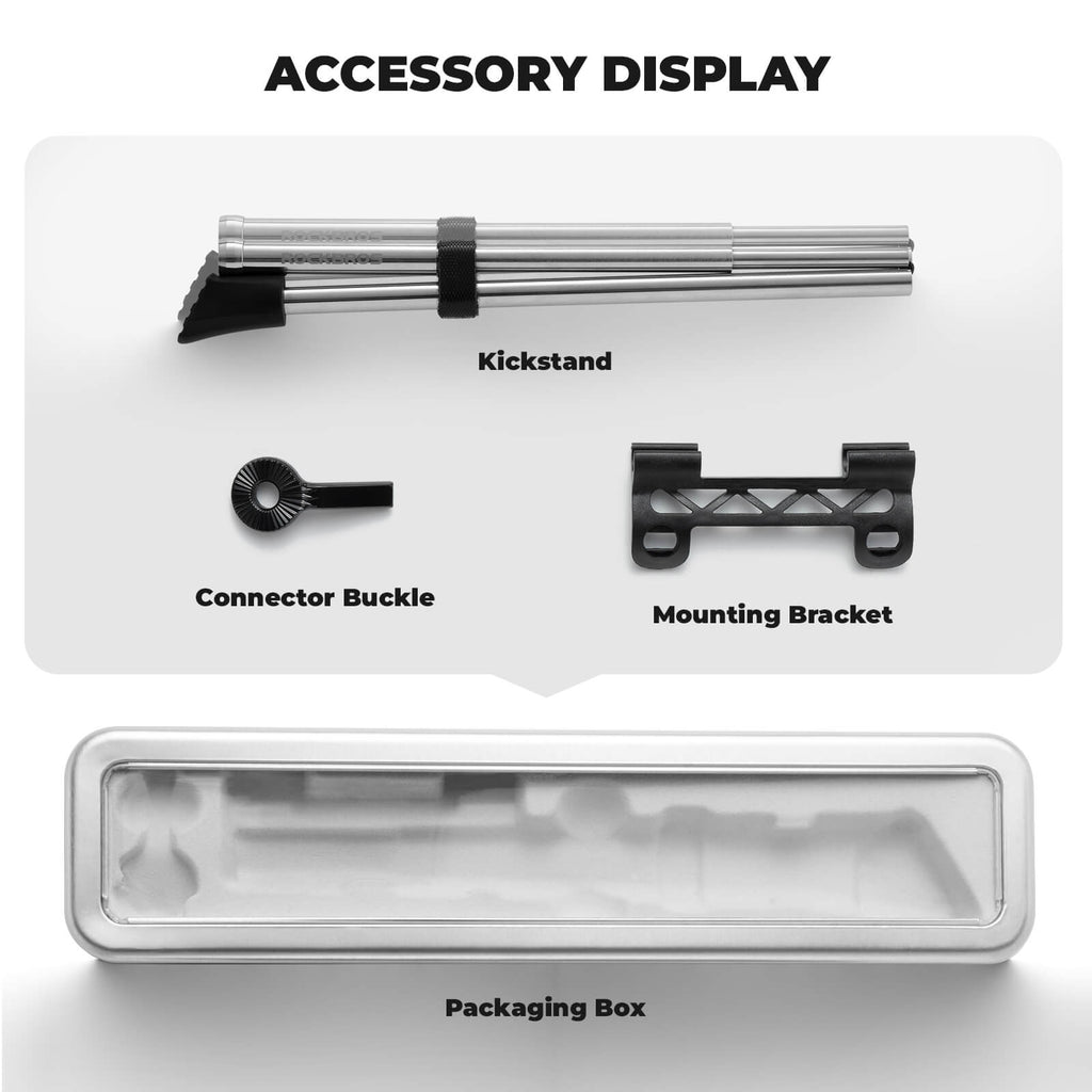 rockbros silver aluminium folding kickstand locked #Style_Stainless steel