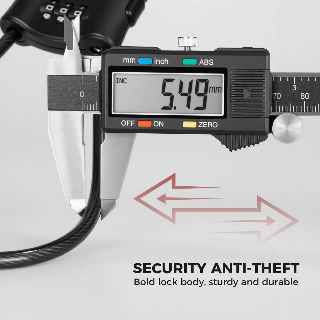 rockbros 5.5 mm-thick braided-steel cable bike lock