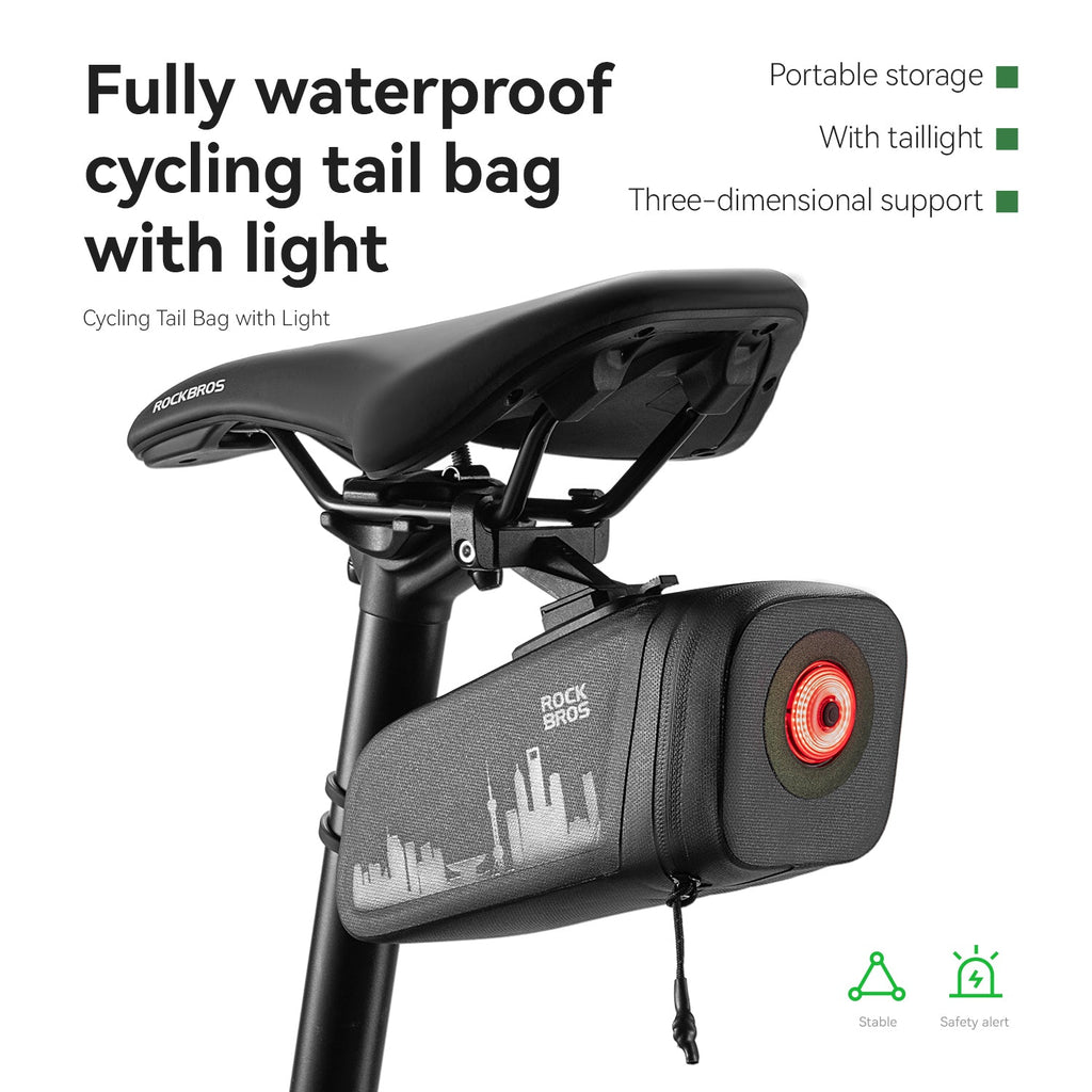 Bike Saddle Bag Waterproof with Brake Sensor Tail Light - AS-141 - ROCKBROS-UK