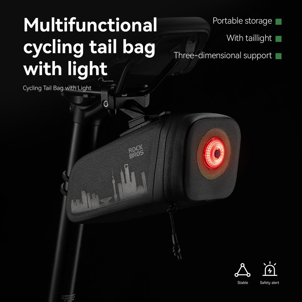 Bike Saddle Bag Waterproof with Brake Sensor Tail Light - AS-141 - ROCKBROS-UK