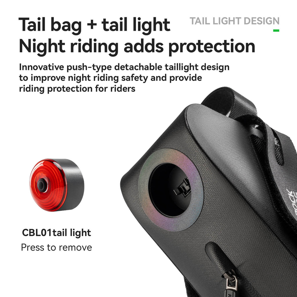 ROCKBROS Bike Saddle Bag Waterproof with Brake Sensor Tail Light - AS-078-1 - ROCKBROS-UK