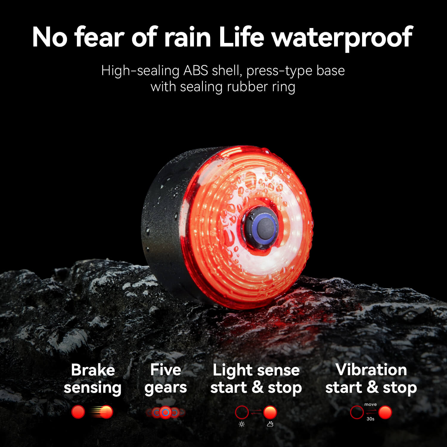 ROCKBROS Bike Saddle Bag Waterproof with Brake Sensor Tail Light - AS-078-1 - ROCKBROS-UK