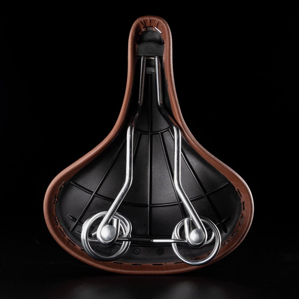 ROCKBROS retro style bike saddle featuring classic design with enhanced comfort and durability for vintage and city bikes.