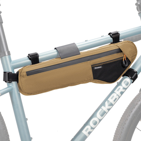 waterproof bicycle frame bag for touring and riding #color_khaki