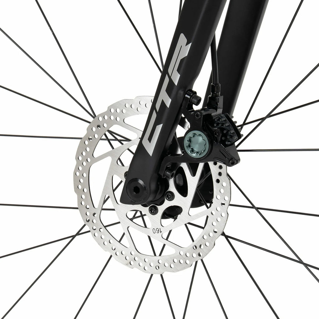 Rockbros carbon road bike in deep black with disc brakes and integrated carbon handlebar#COLOR_Black