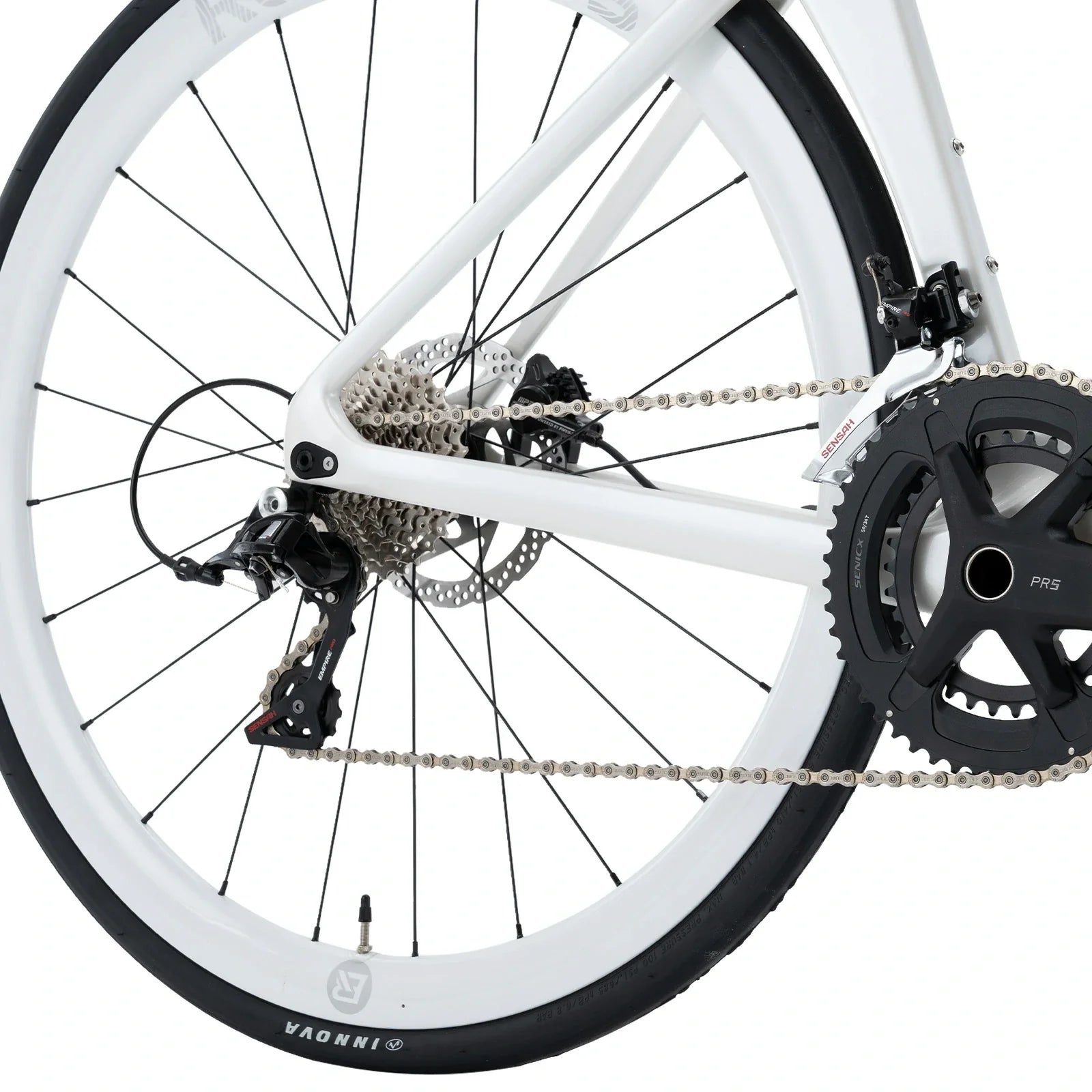 Rockbros carbon road bike in deep black with disc brakes and integrated carbon handlebar#COLOR_White