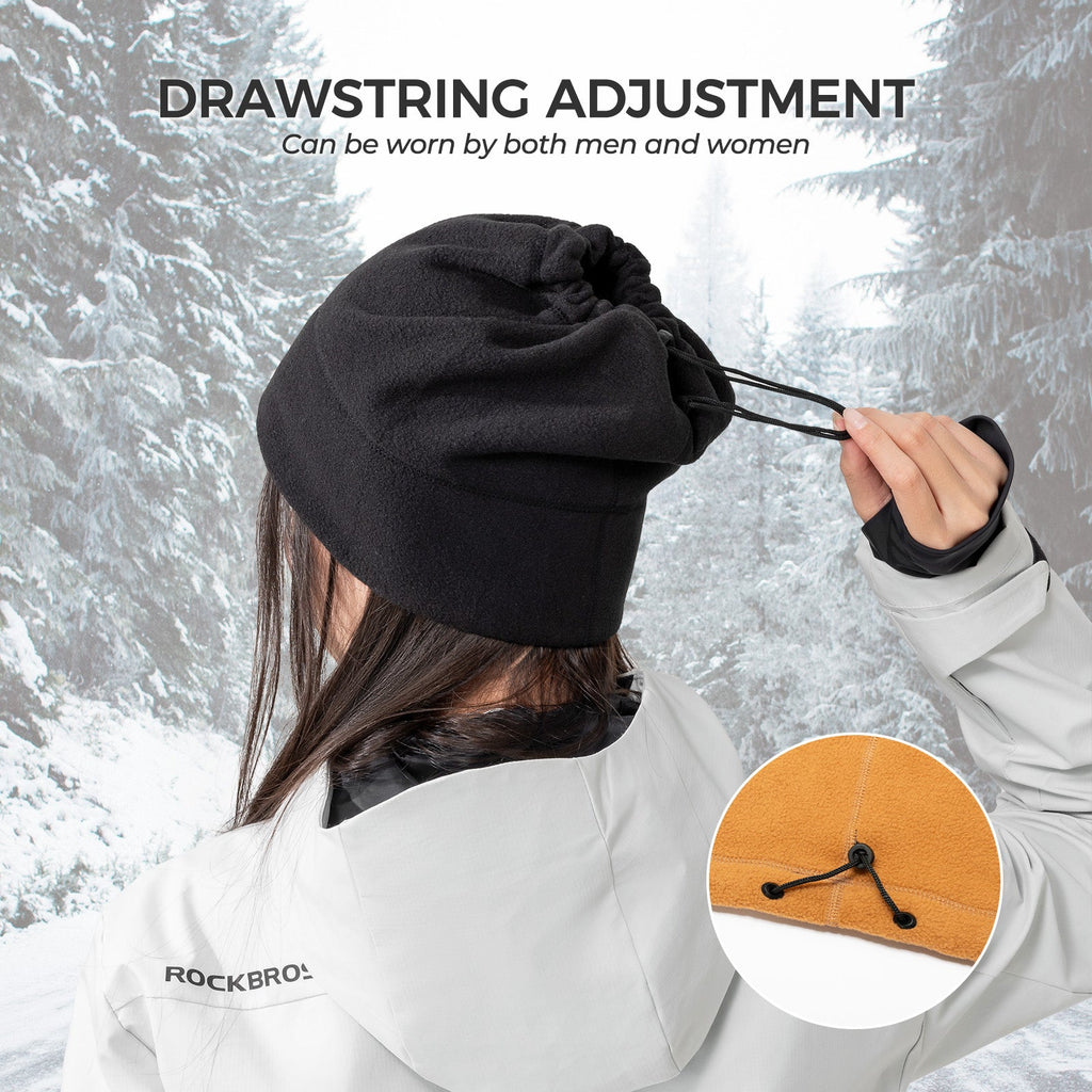 rockbros thermal fleece balaclava in black, windproof and breathable