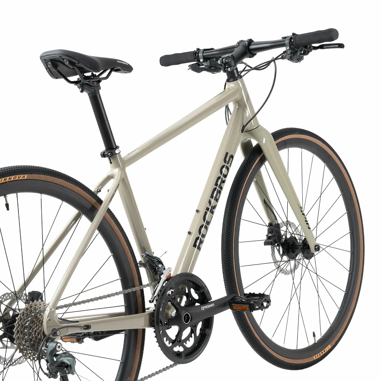 Rockbros flat bar road bike in bronze with aluminium frame and carbon fork#color_Moss Green