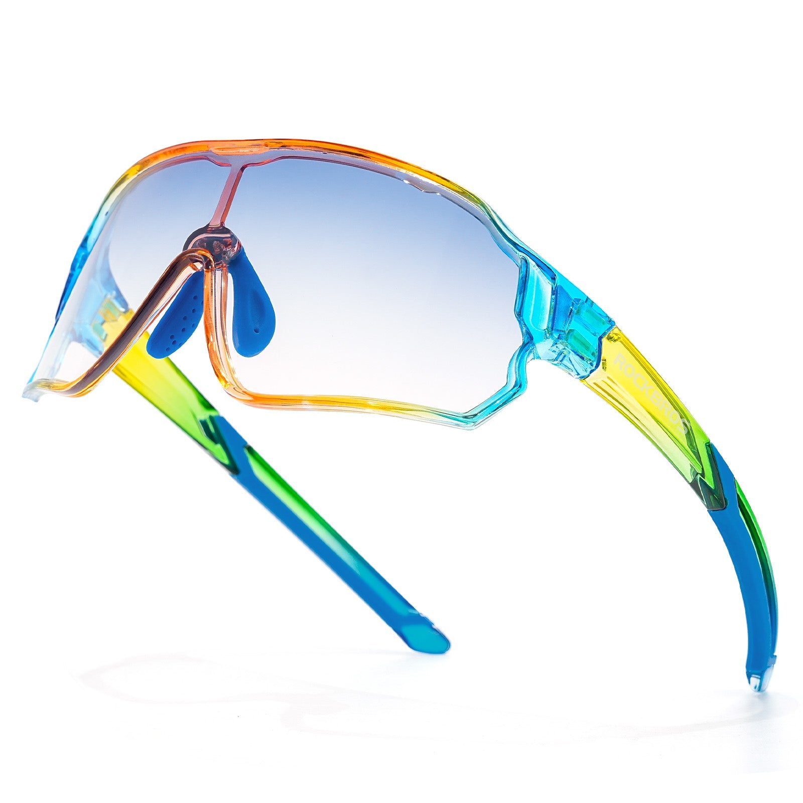 ROCKBROS Kids Photochromic Cycling Glasses UV400 Protection with TR90 Frame#Color_Blue