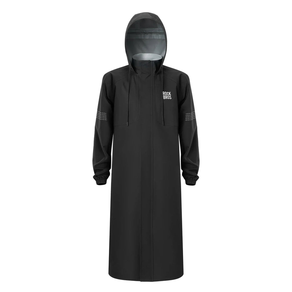 rockbros hooded long rain poncho #Color_Black