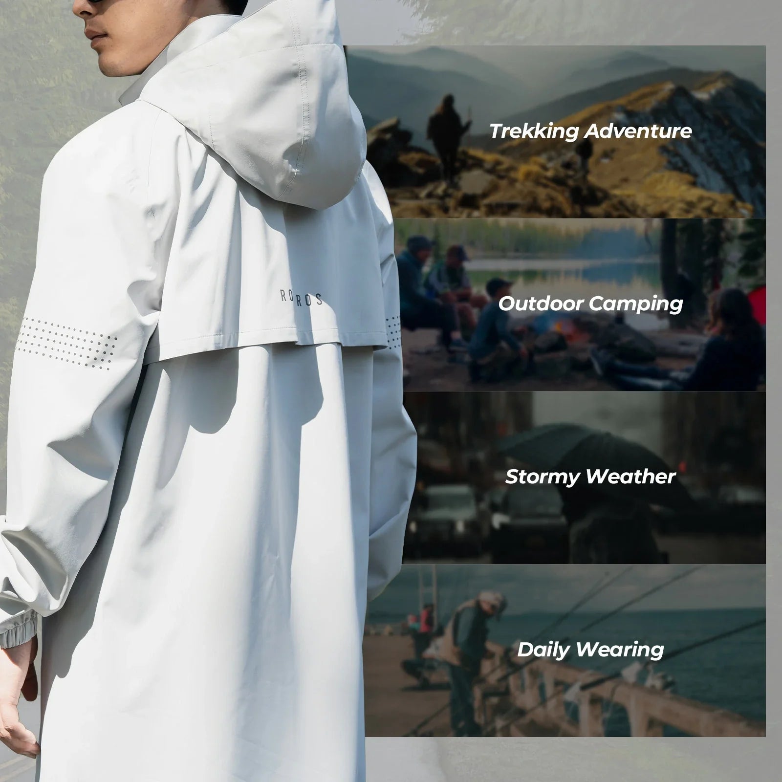 rockbros hooded long rain poncho