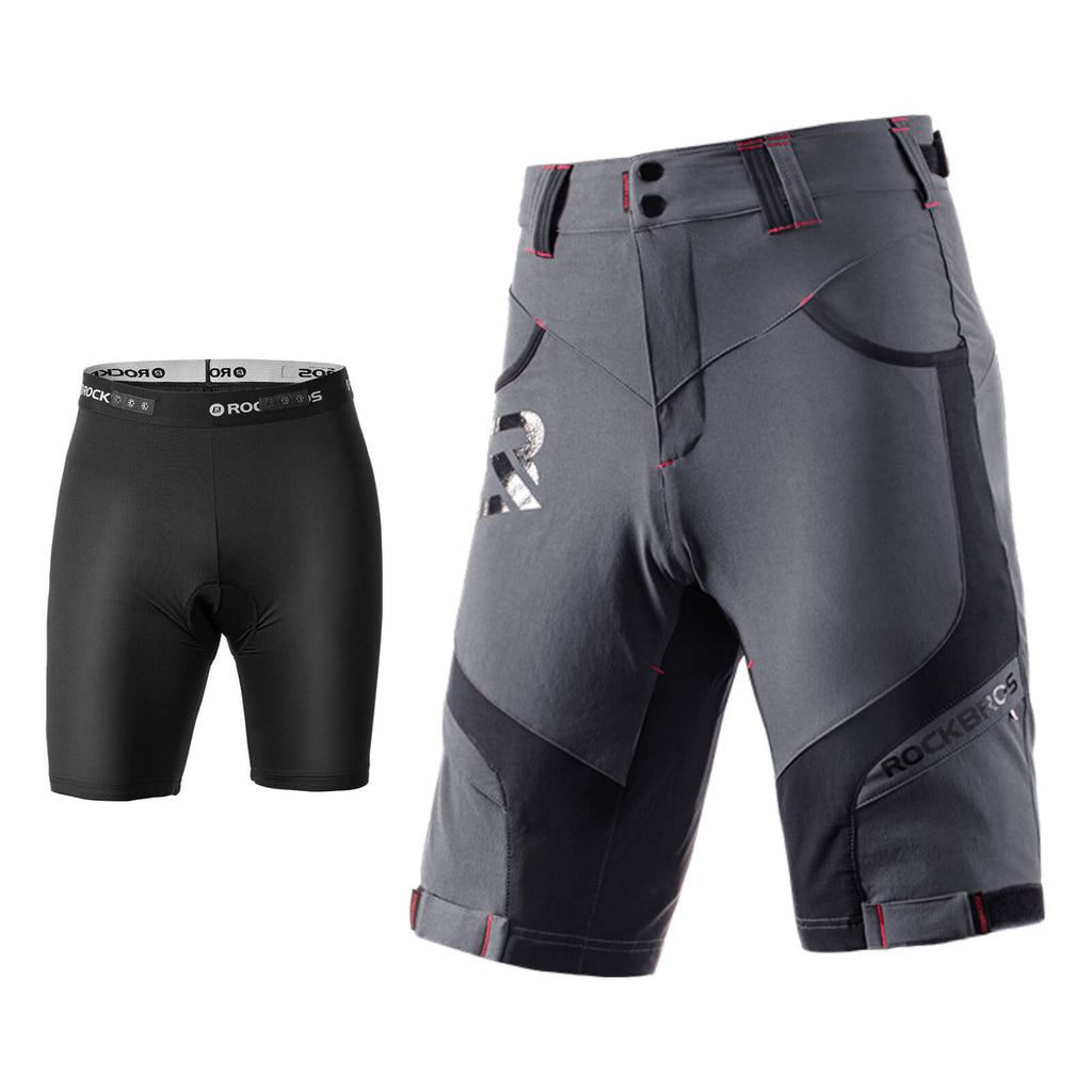 rockbros men's 4d padded cycling shorts with compression design for enhanced comfort #Color_Grey