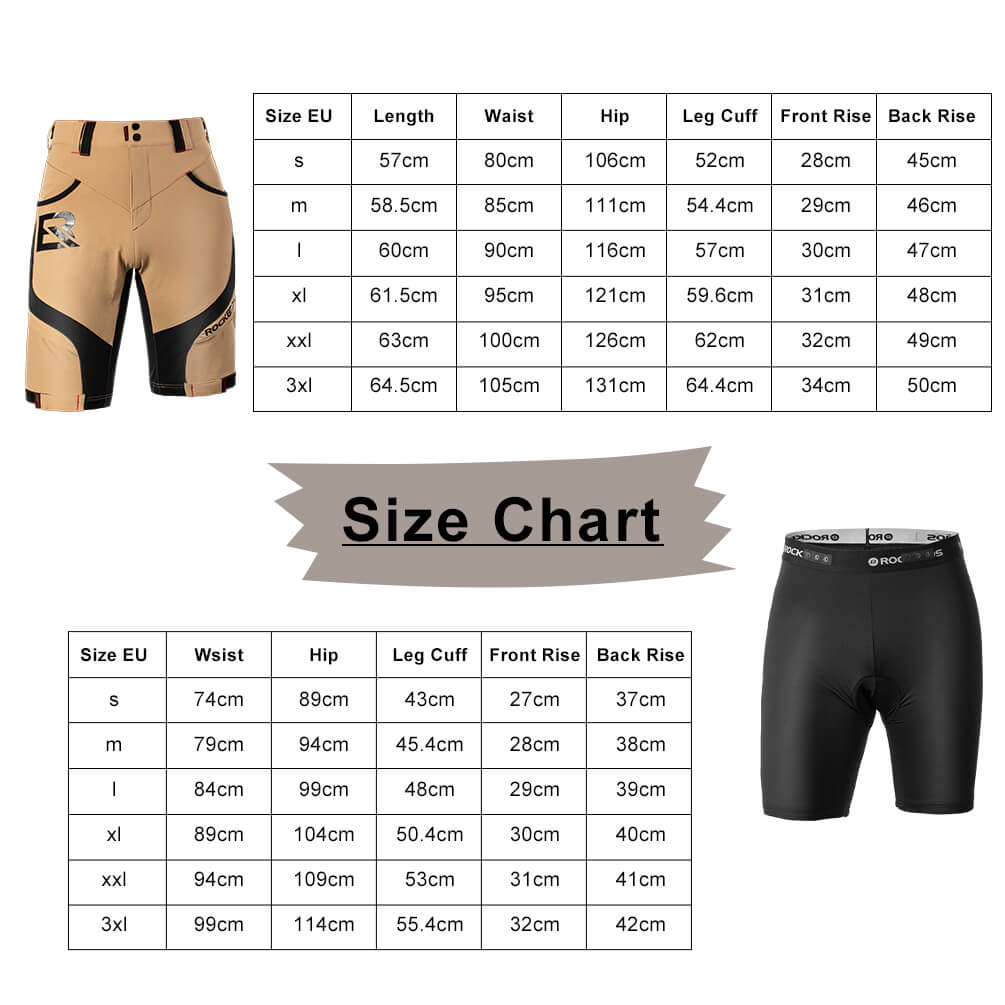 rockbros men's 4d padded cycling shorts with compression design for enhanced comfort #Color_Khaki
