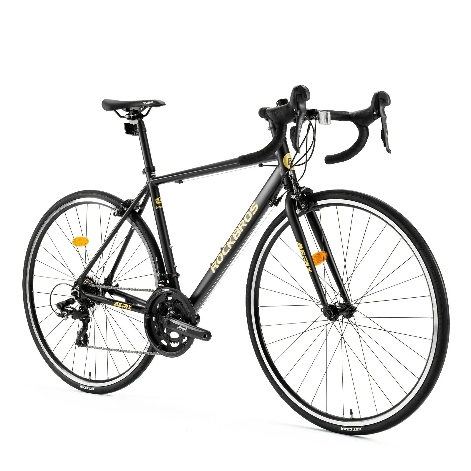 Rockbros 700C drop bar road bike in black with 2x8 speed drivetrain#color_black