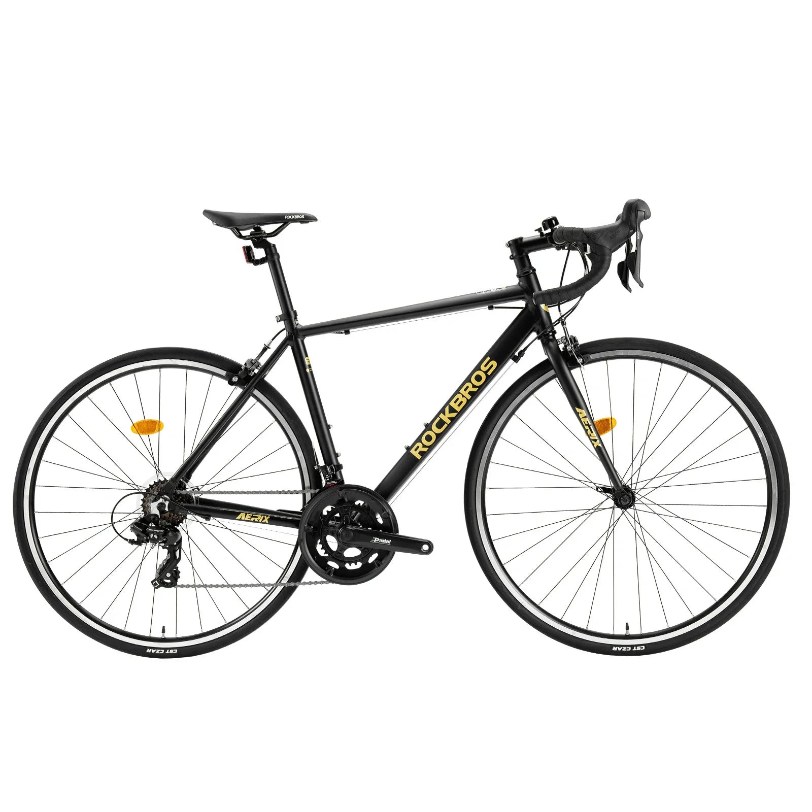 Rockbros 700C drop bar road bike in black with 2x8 speed drivetrain#color_black