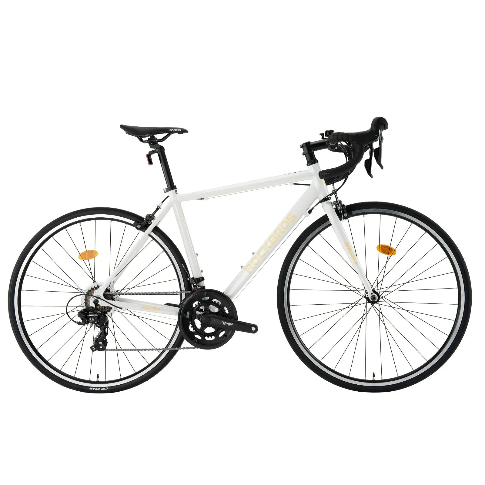 Rockbros 700C drop bar road bike in black with 2x8 speed drivetrain#color_white