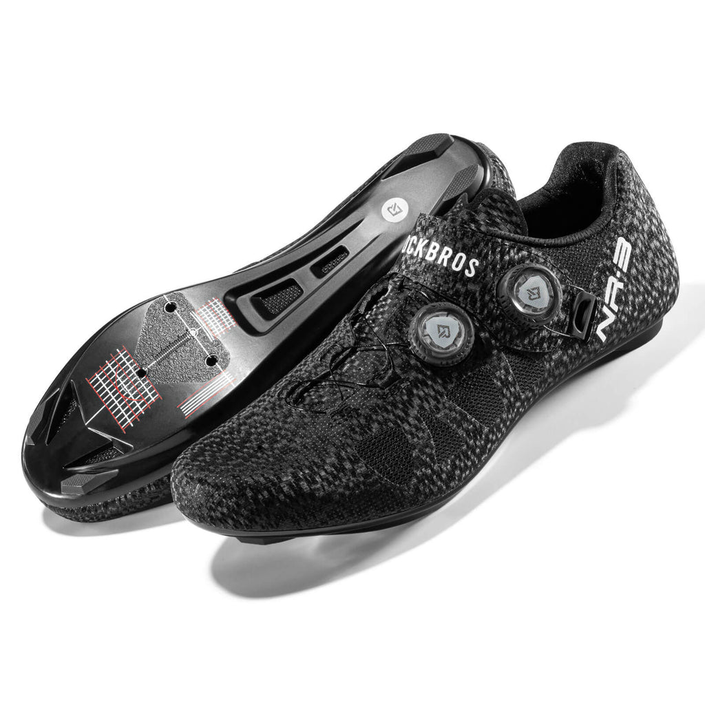 rockbros road clipless cycling shoes nr3 with stiff sole and secure fit for efficient pedalling #Color_Black