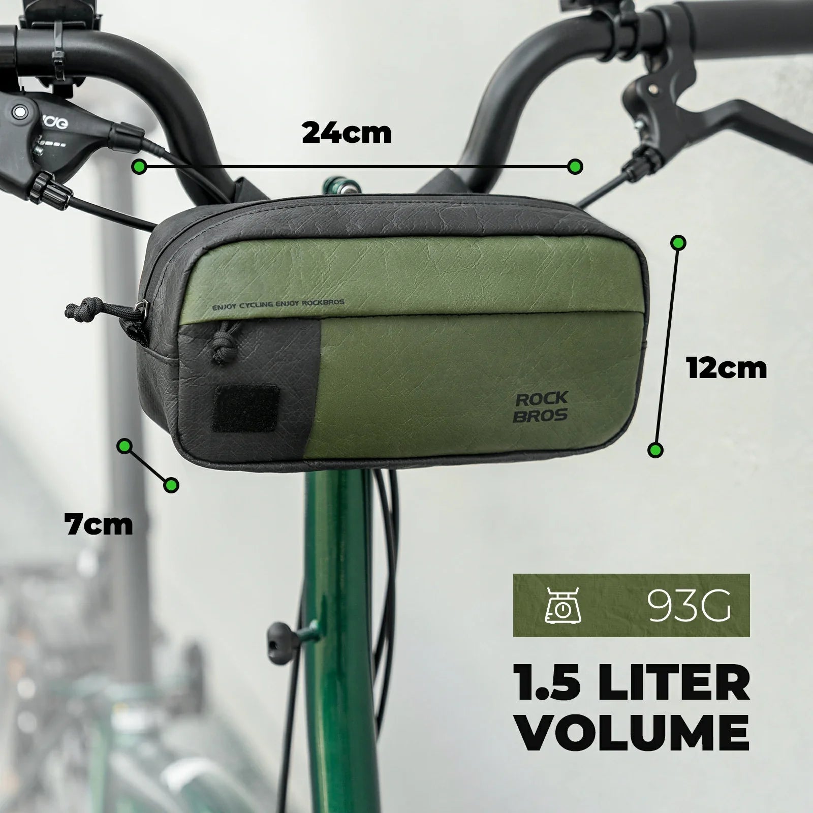 rockbros db001 tyvek® handlebar bag in matte black