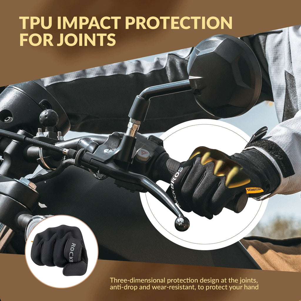 rockbros black windproof thermal full-finger cycling gloves