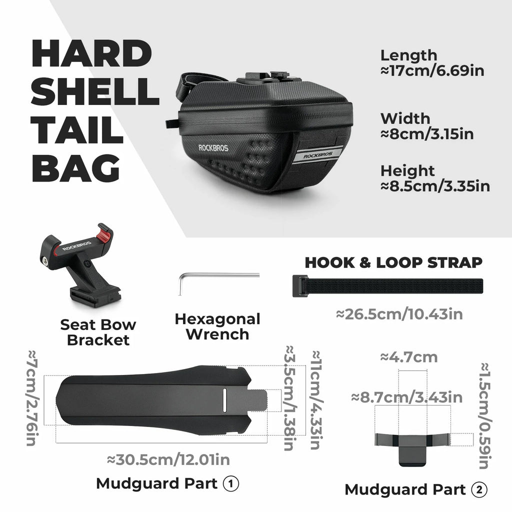 Cycling saddle bag 0.8L with mudguard for MTB and road bikes#Capacity_0.8L