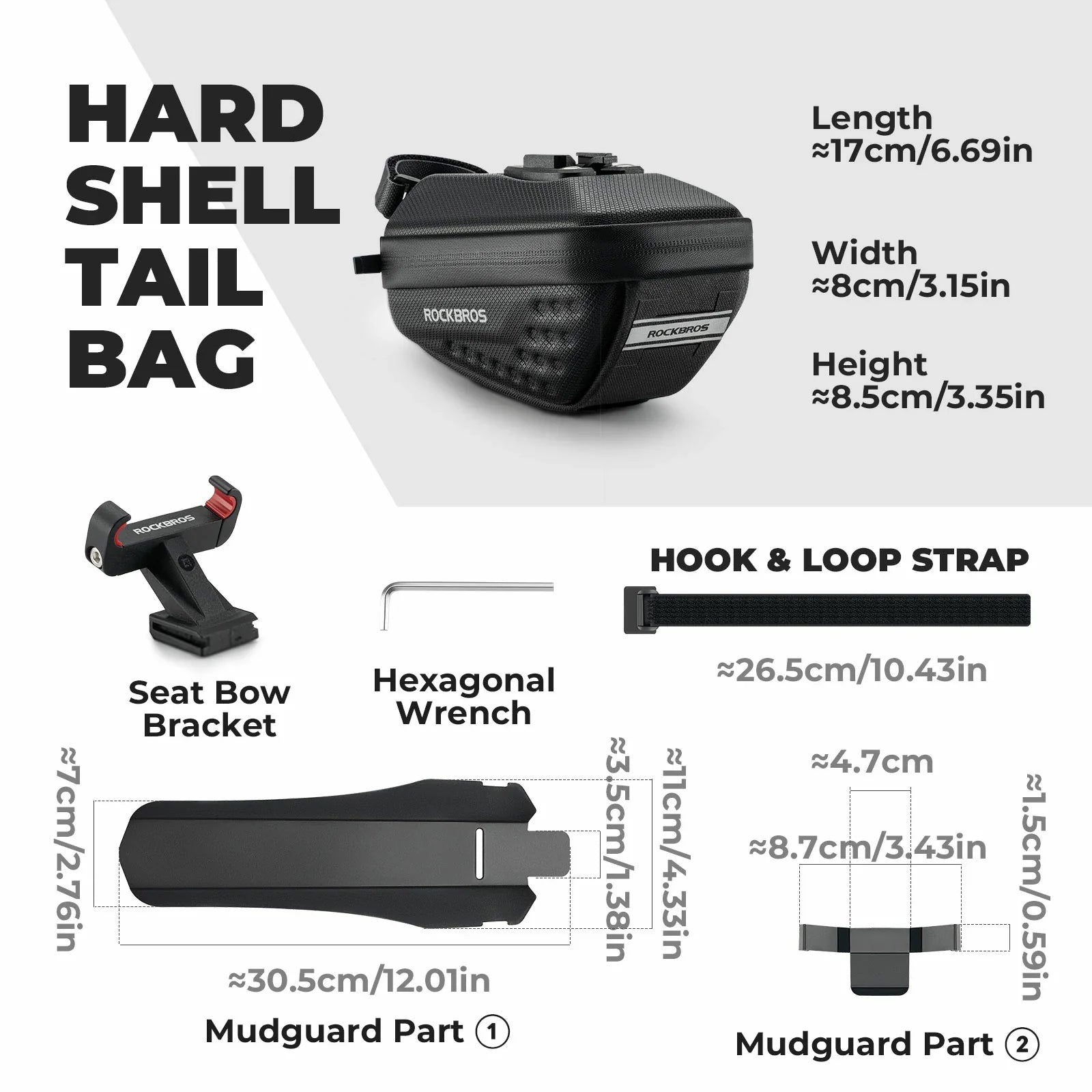 Cycling saddle bag 0.8L with mudguard for MTB and road bikes#Capacity_0.8L