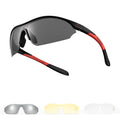 Sports Cycling Sunglasses with 3 Interchangeable#Color_Black
