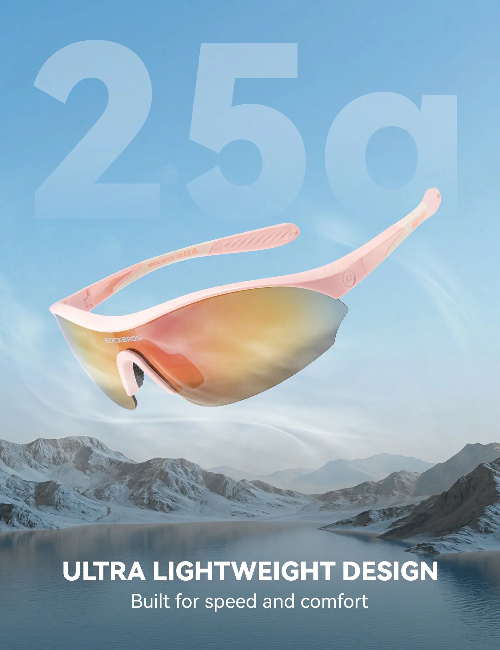 Sports Cycling Sunglasses with 3 Interchangeable#Color_Pink