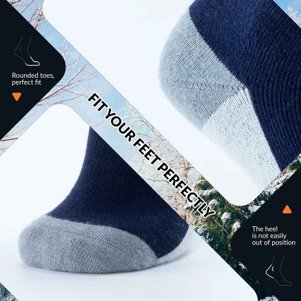 black blue thermal ski socks warm thick knee high winter snow socks#Color_Black Blue
